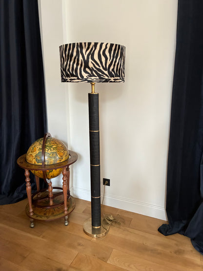 Grand lampadaire Ralph Lauren en cuir et laiton - 1970.