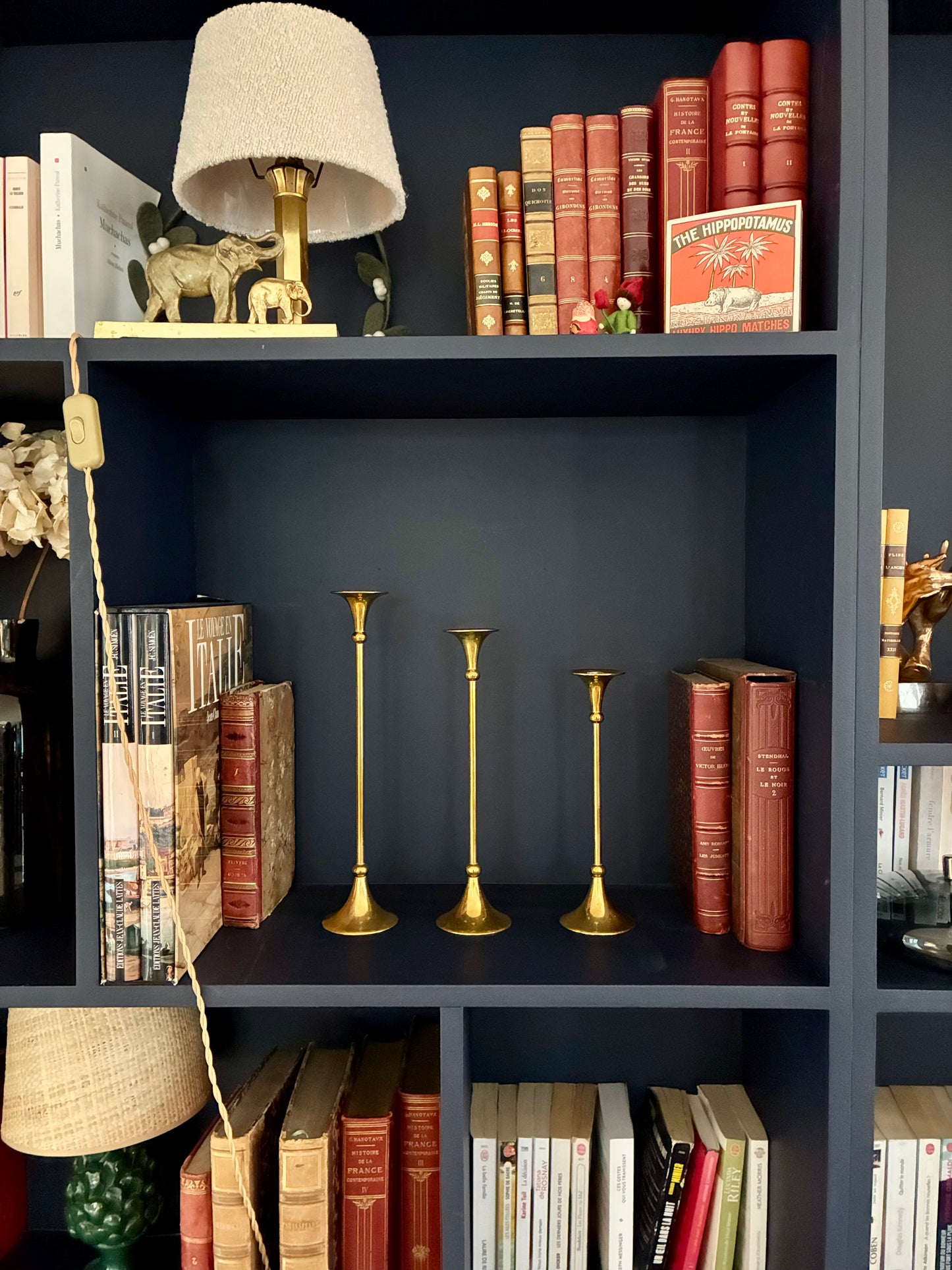 Trio de bougeoirs "Trompettes" en laiton  - 1960.