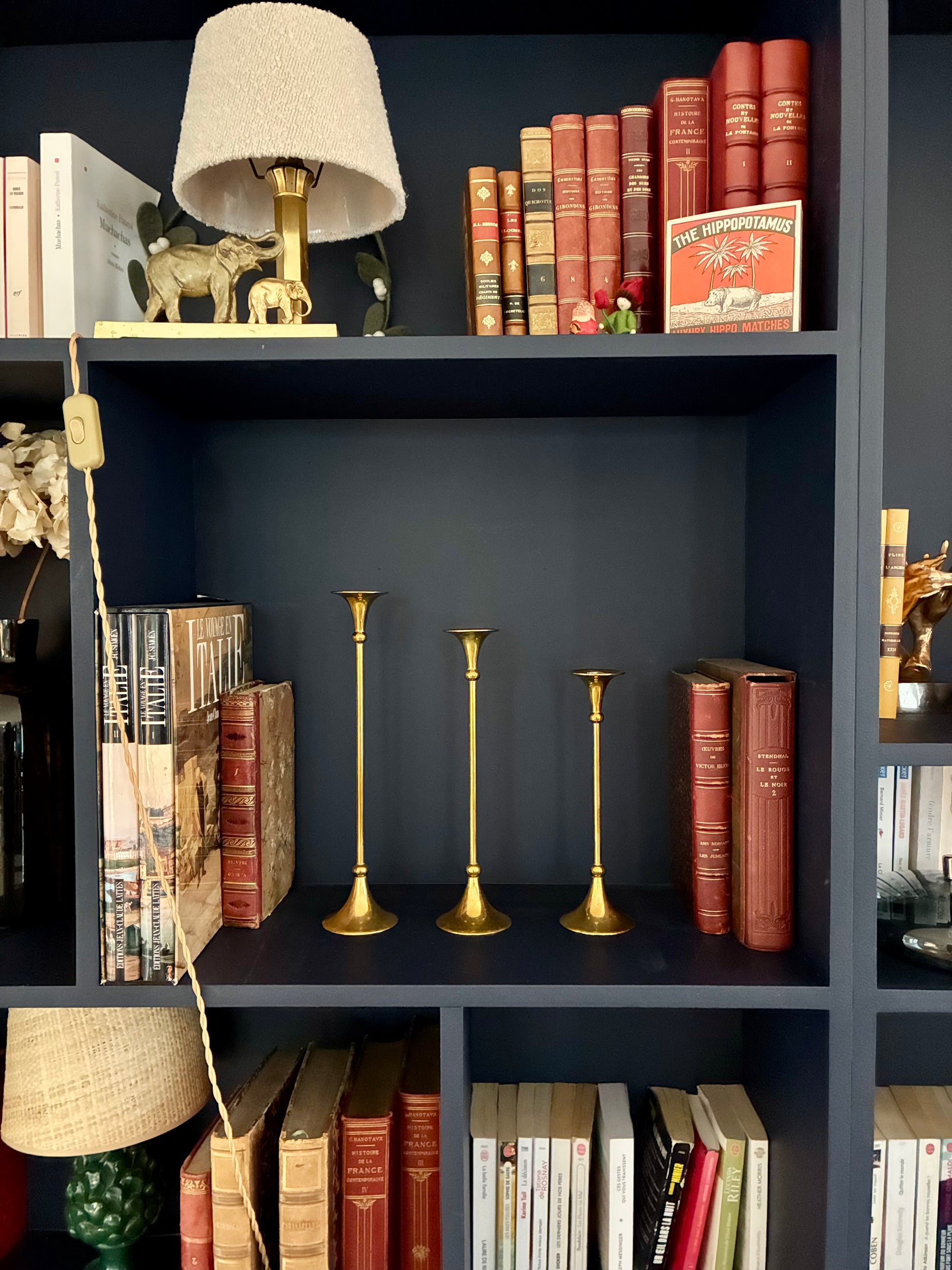 Trio de bougeoirs "Trompettes" en laiton  - 1960.