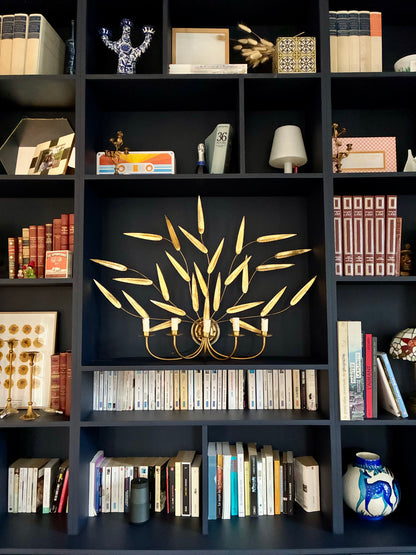 Grande applique murale"Feuilles" en laiton - 1970.