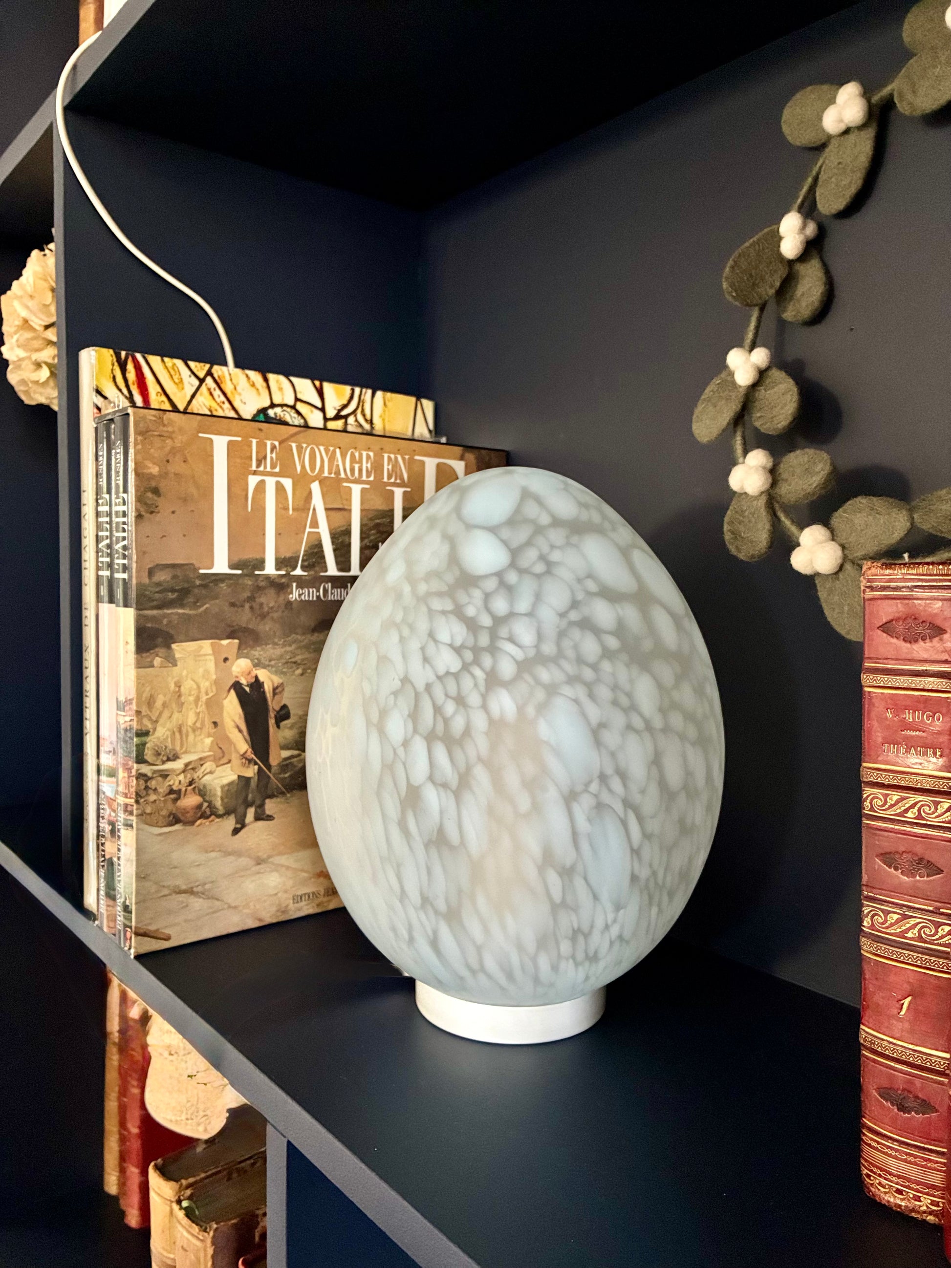 Paire de lampes "Œuf" en verre moucheté - 1970. 