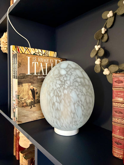 Paire de lampes "Œuf" en verre moucheté - 1970. 