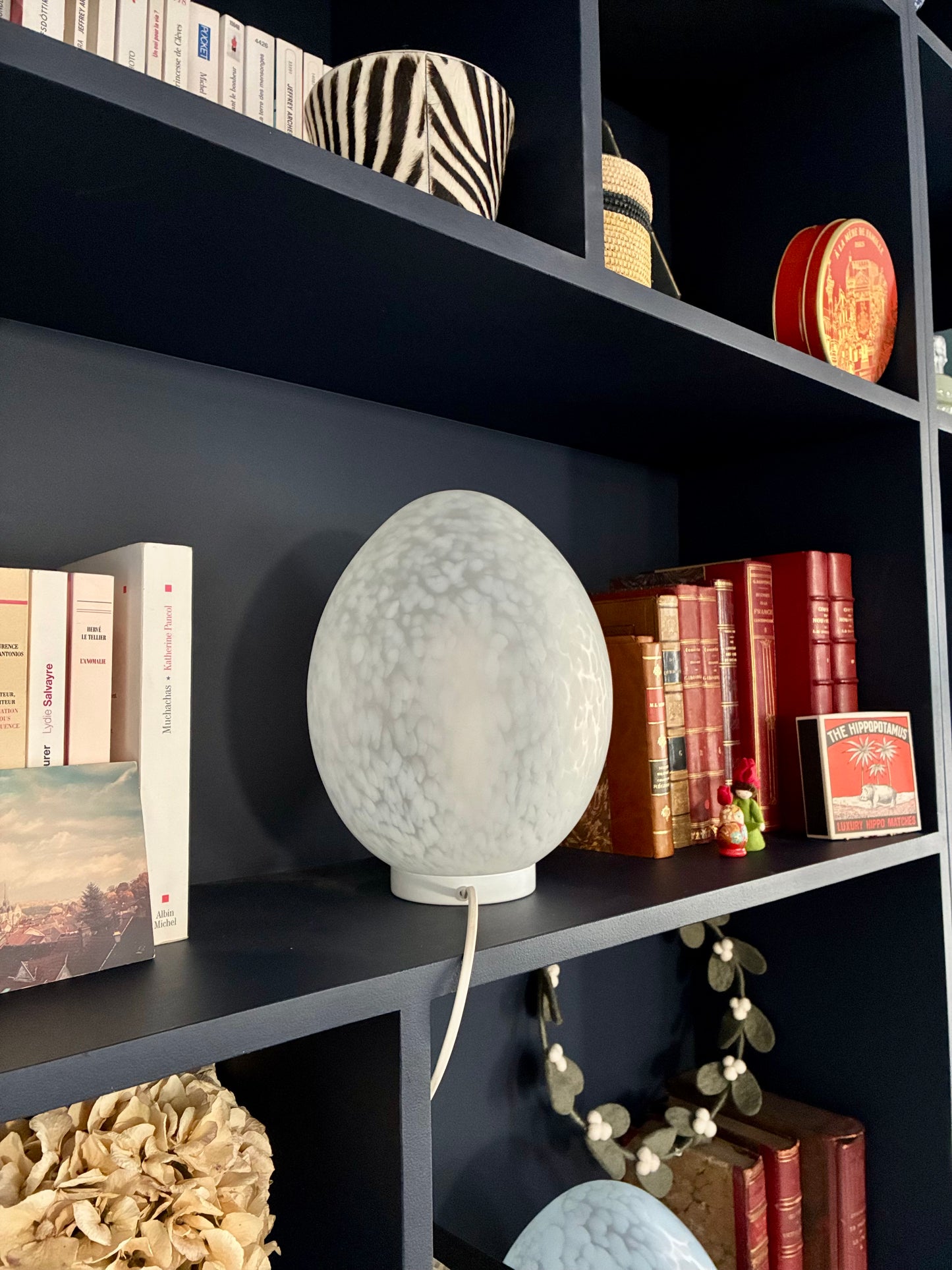 Paire de lampes "Œuf" en verre moucheté - 1970. 