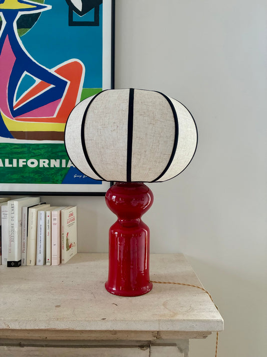 Grande lampe "Sphère" en céramique rouge vif - 1970.