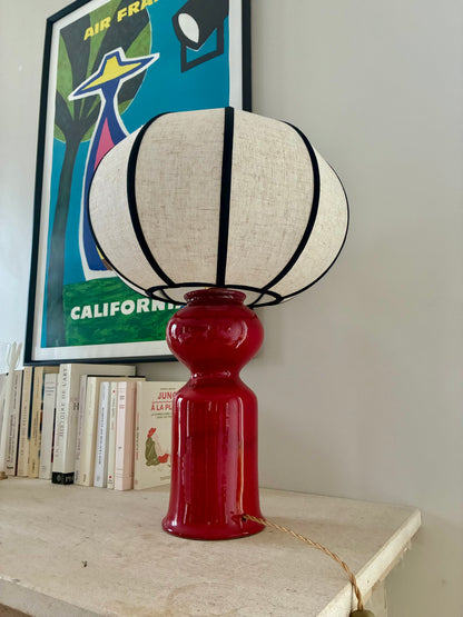 Grande lampe "Sphère" en céramique rouge vif - 1970.