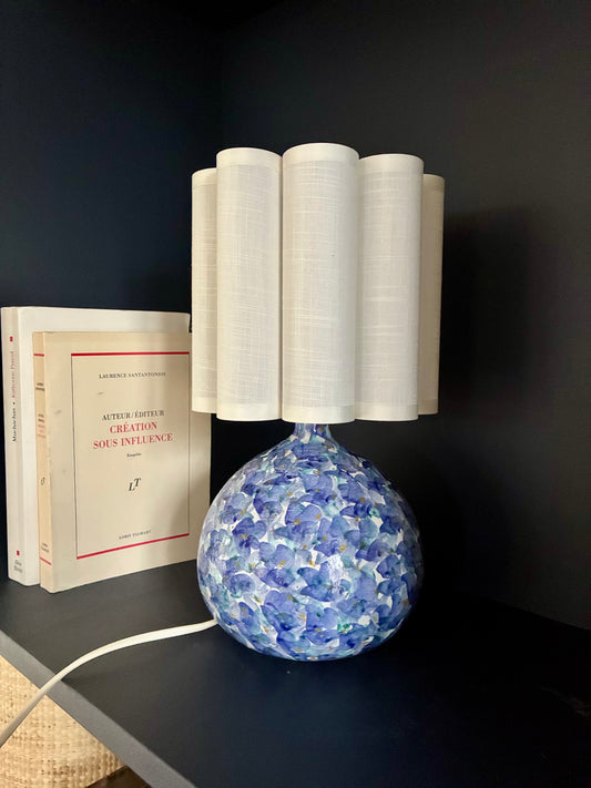 Petite lampe "Fleurie" signée Vallauris en céramique peinte - 1960.