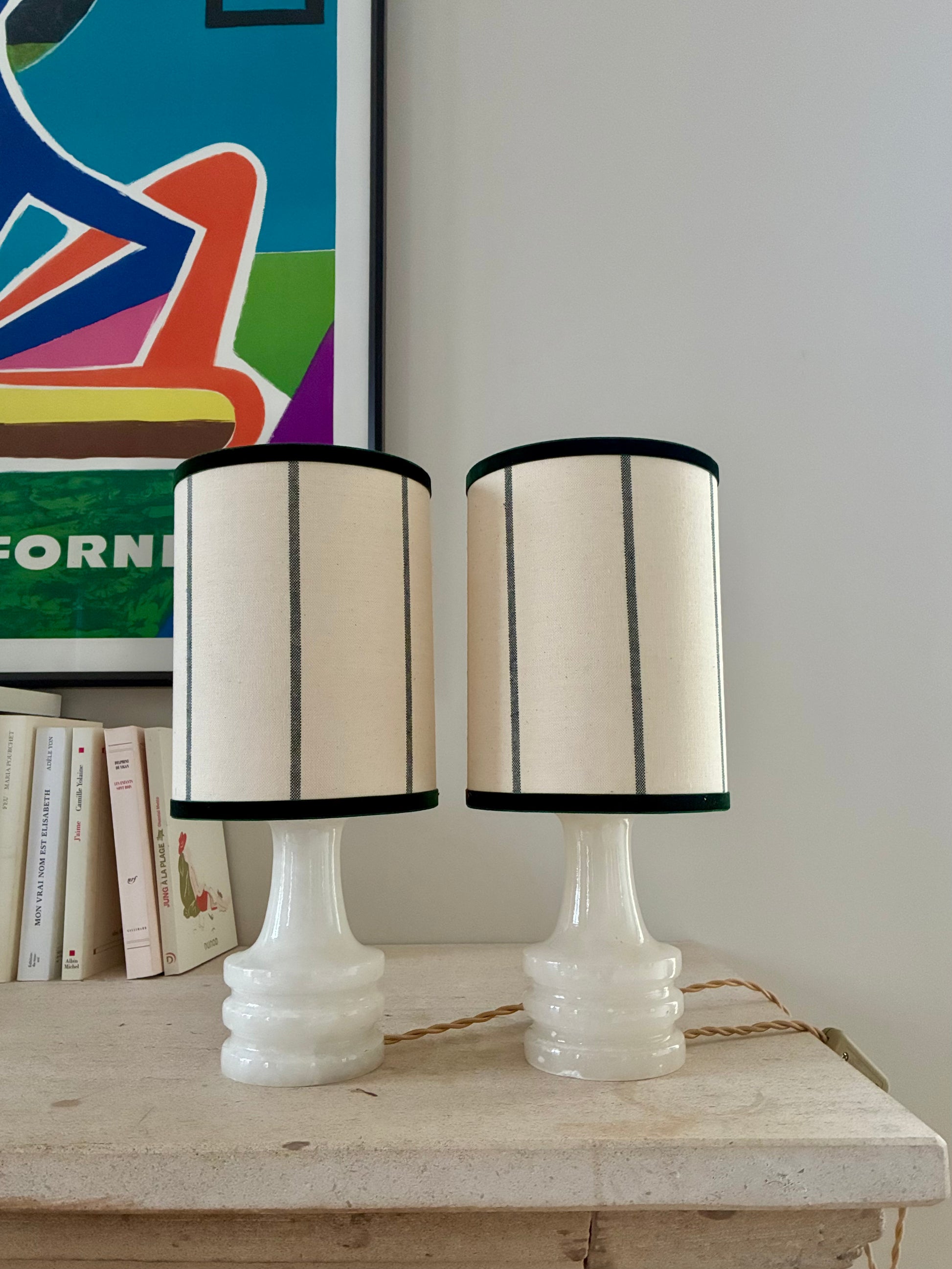 Paire de lampes de chevet "Wood" en albâtre - 1950.