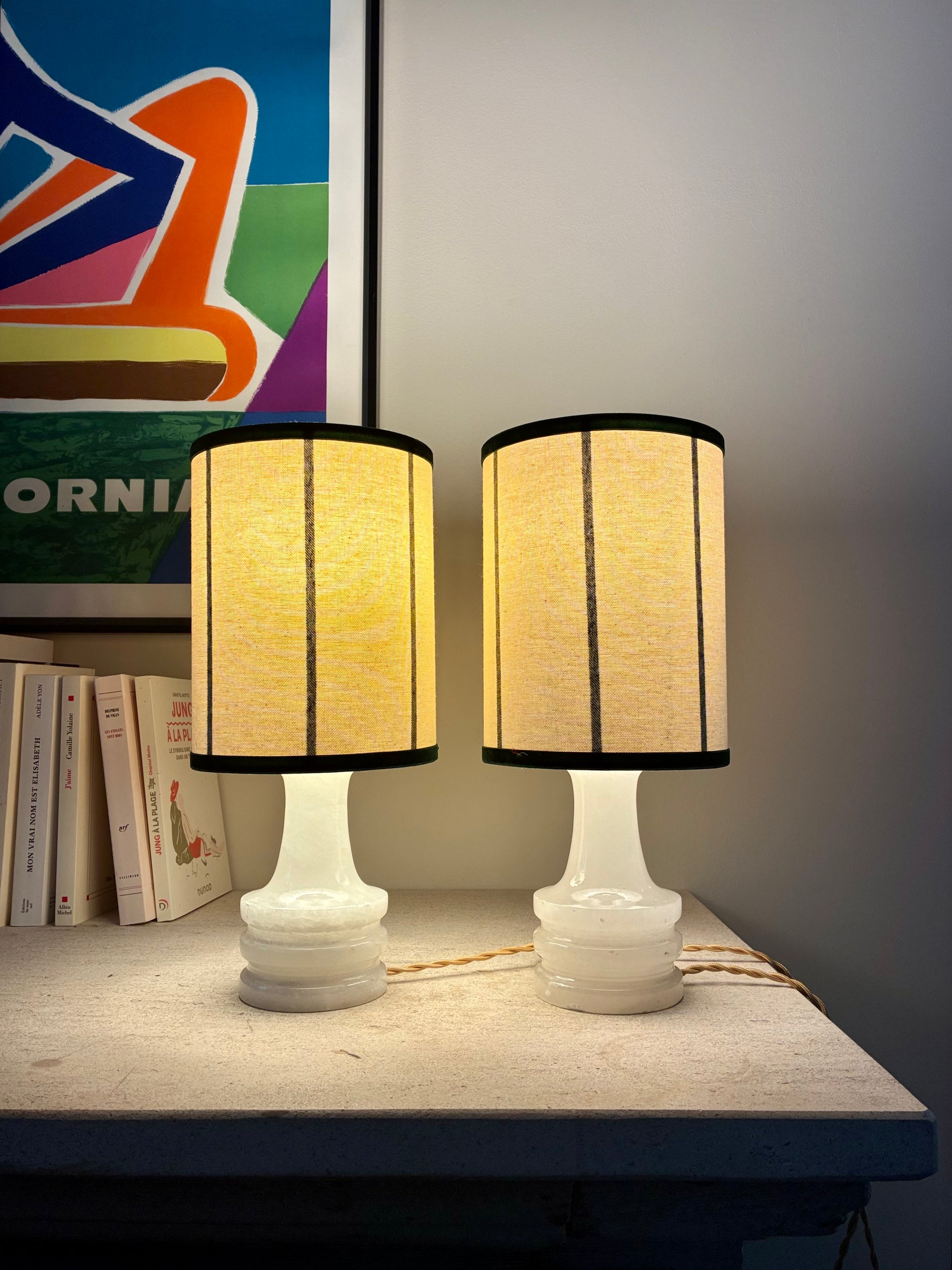 Paire de lampes de chevet "Wood" en albâtre - 1950.